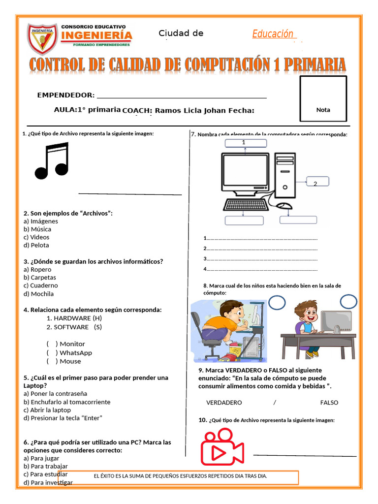 Actividades de Informática para Primaria | PDF | Ingeniería Informática ...
