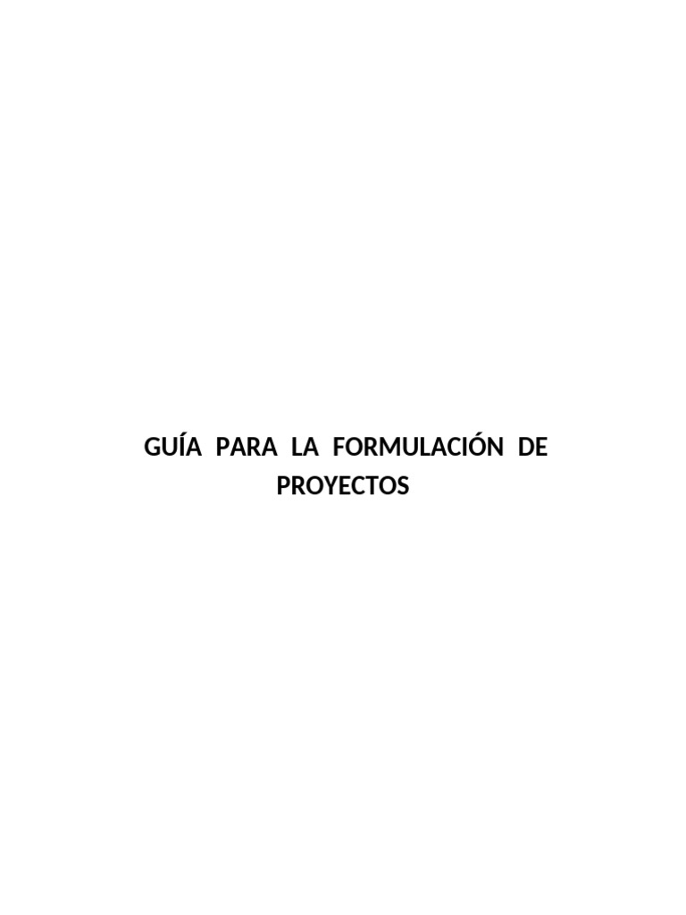 Guia para La Formulacion de Proyectos | PDF