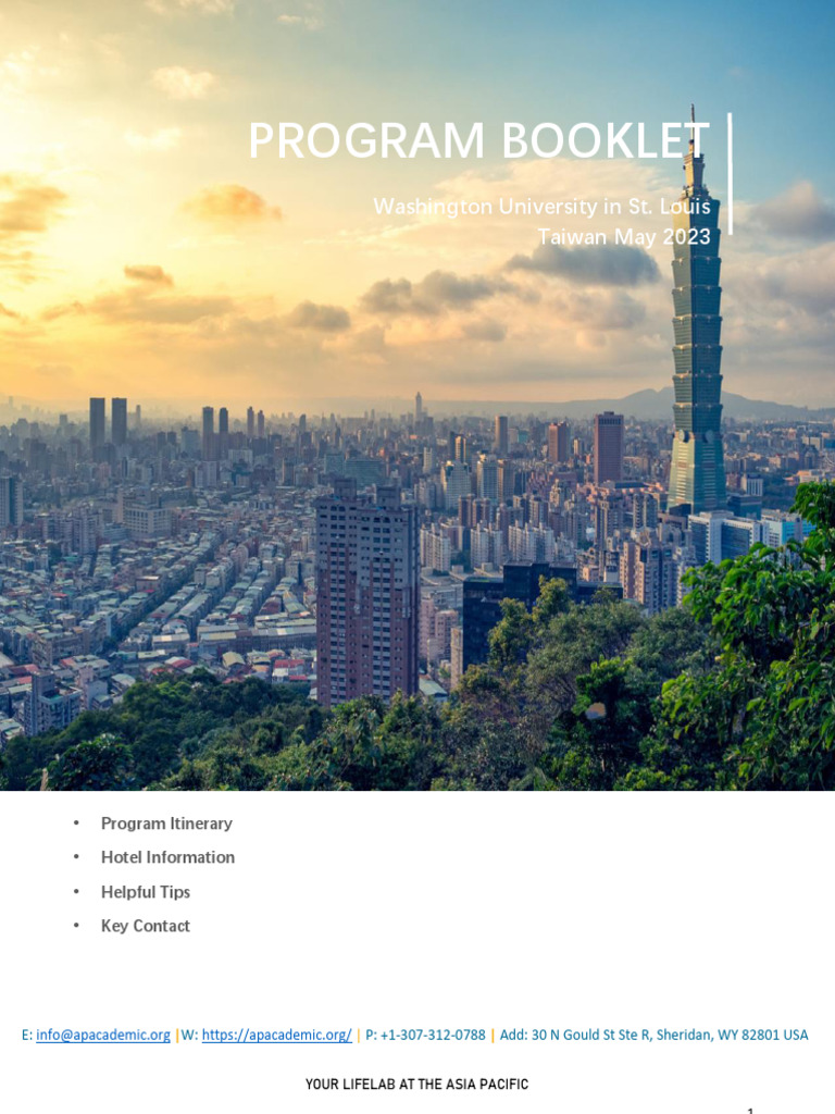 Program Booklet - WUSTL Taiwan May 2023 | PDF