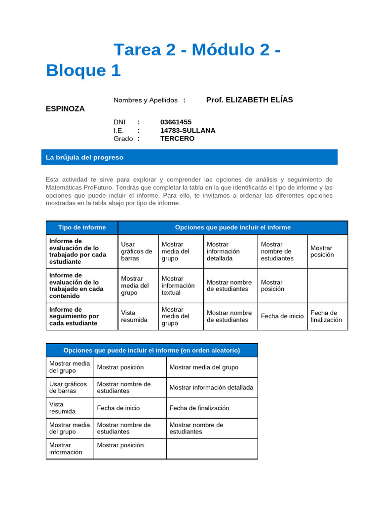 Tarea 2 - Módulo 2 - Bloque 1 - ES - ELIZABETH | PDF