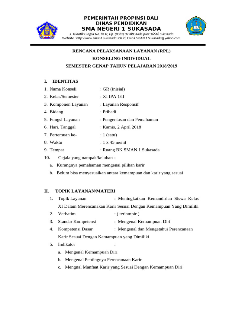 RPL Konseling Individu | PDF