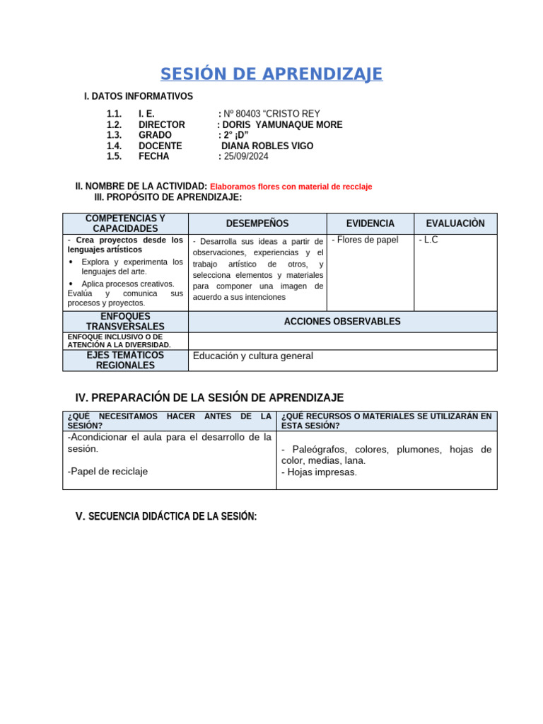 SESIÓN Arte 13-09 | PDF | Salón de clases | Aprendizaje