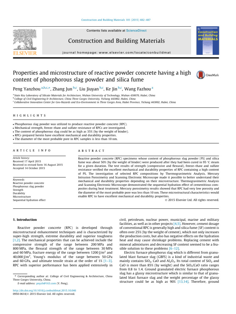 Properties and Microstructure of Reactive Powder Concrete Having A High ...