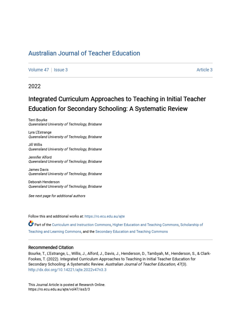 Integrated Curriculum | PDF