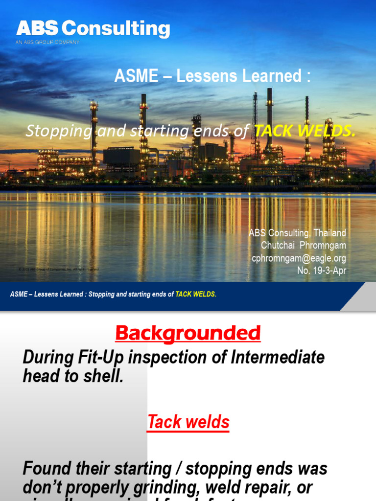 Tack Welds: Lessons Learned | PDF | Mechanical Engineering | Electric ...