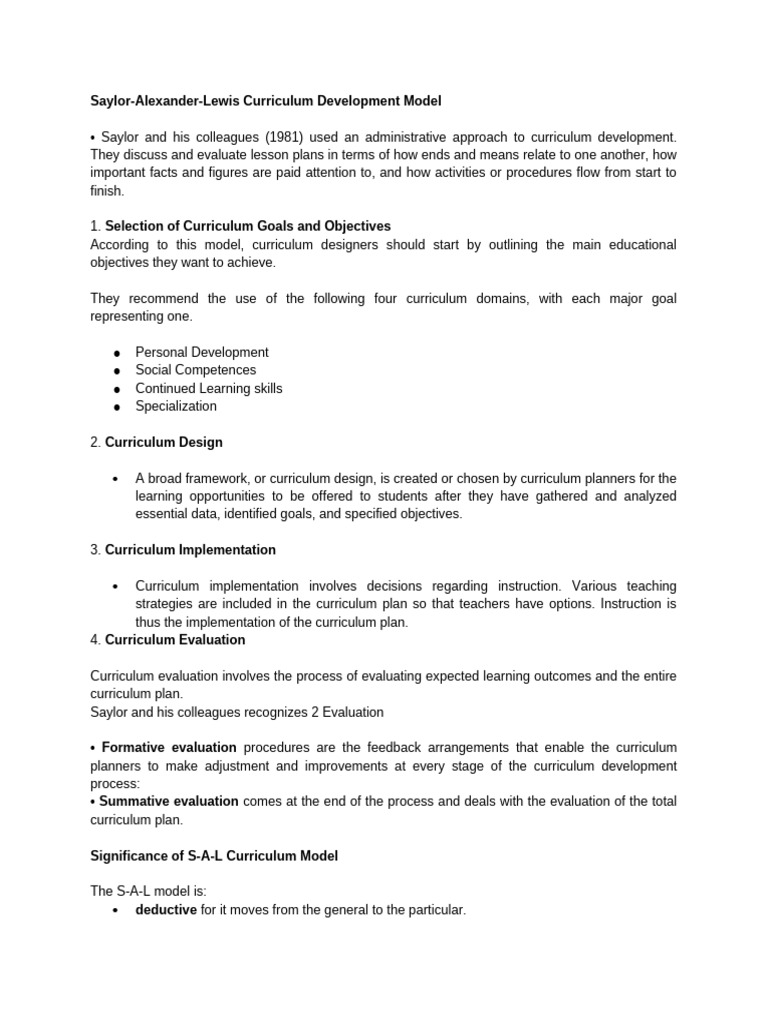 Saylor-Alexander Curriculum Model Overview | PDF | Career & Growth
