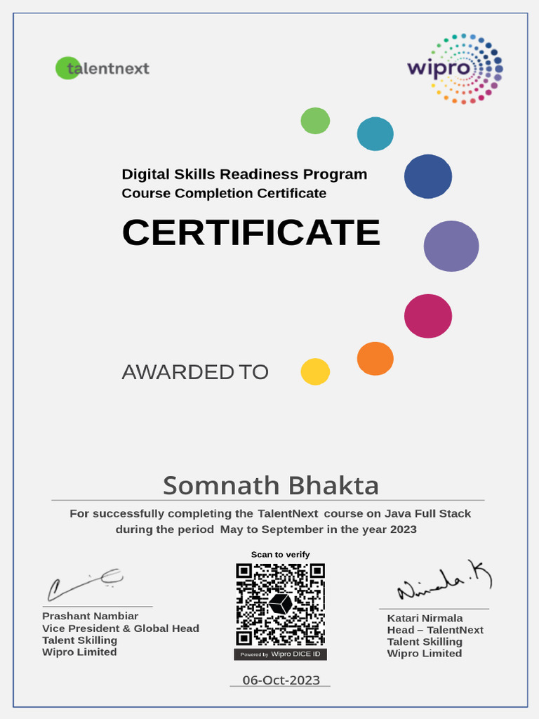 HwhbabaWipro TalentNext Java Full Stack Certification - 1716552684936 | PDF