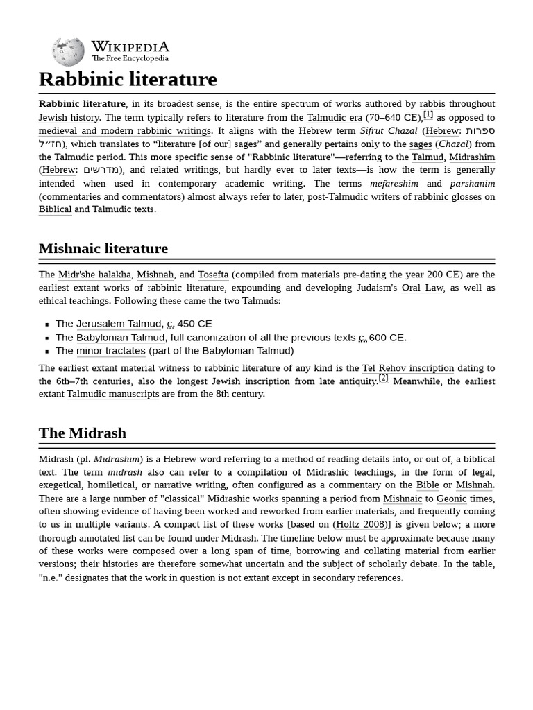 Rabbinic Literature | PDF