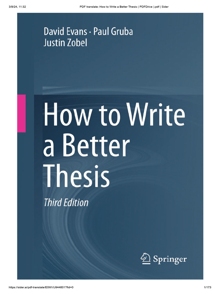 PDF Translate - How To Write A Better Thesis (PDFDrive) .PDF - Sider | PDF