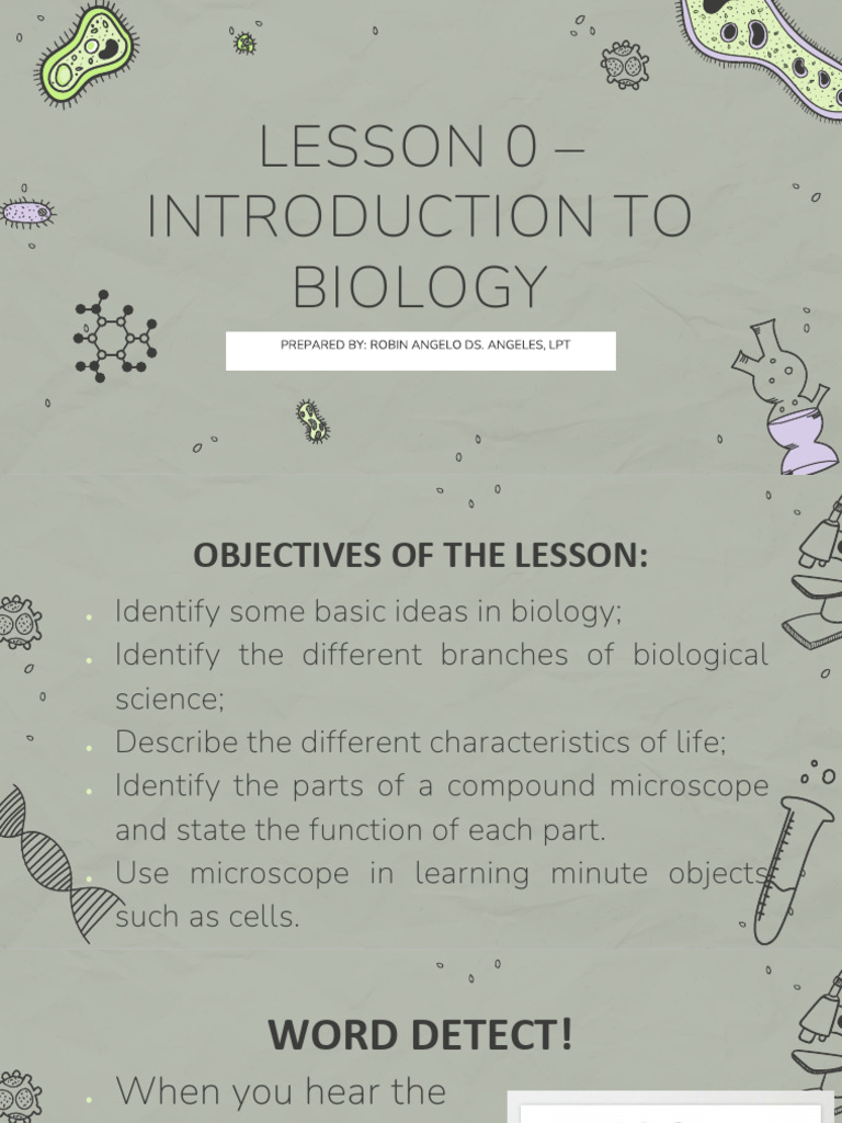 LESSON 0 Â INTRODUCTION TO BIOLOGY | PDF