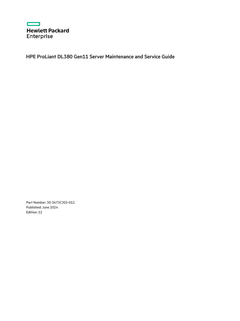 HPE - Sd00002447en - Us - HPE ProLiant DL380 Gen11 Server Maintenance ...