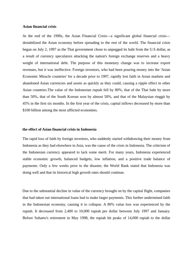 Asian Financial Crisis | PDF