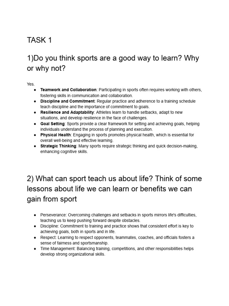 Importance of Sport in Life | PDF