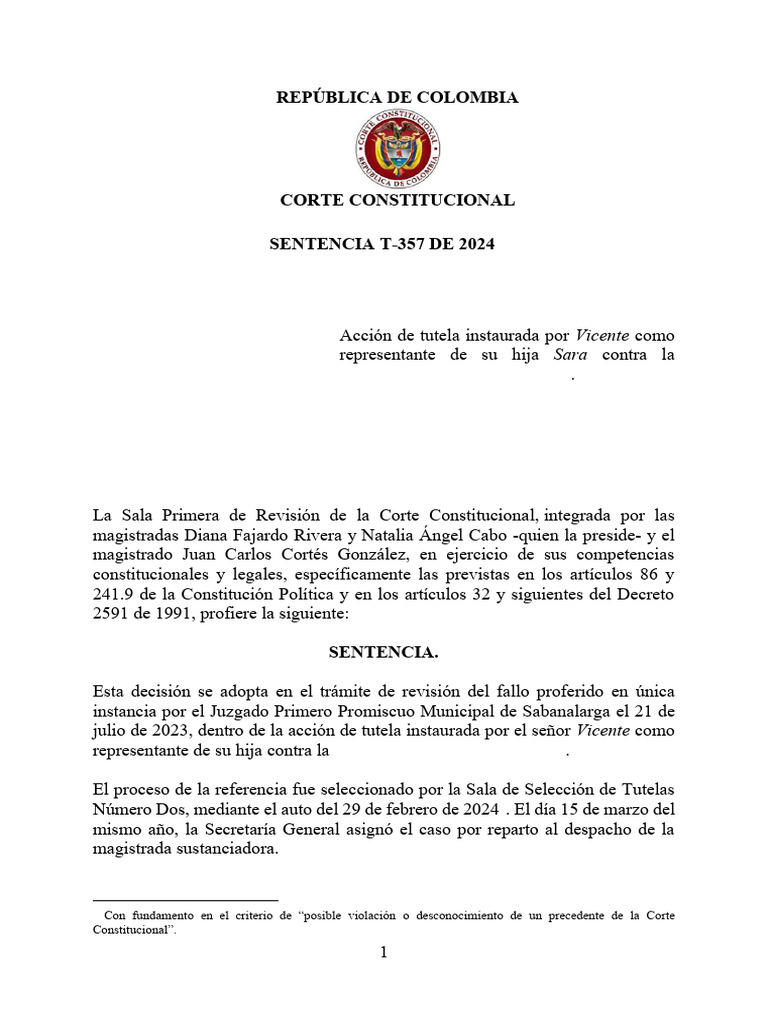 Sentencia T 357 24 | PDF