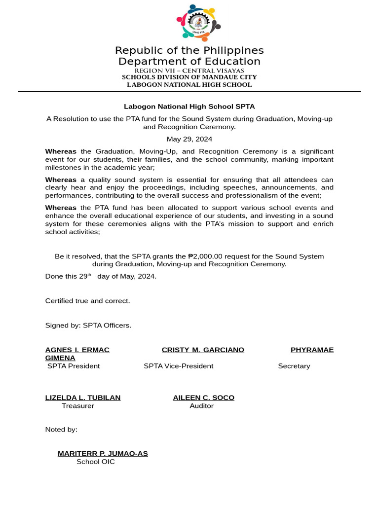 PTA Fund Allocations for School Programs | PDF | Mental Health ...
