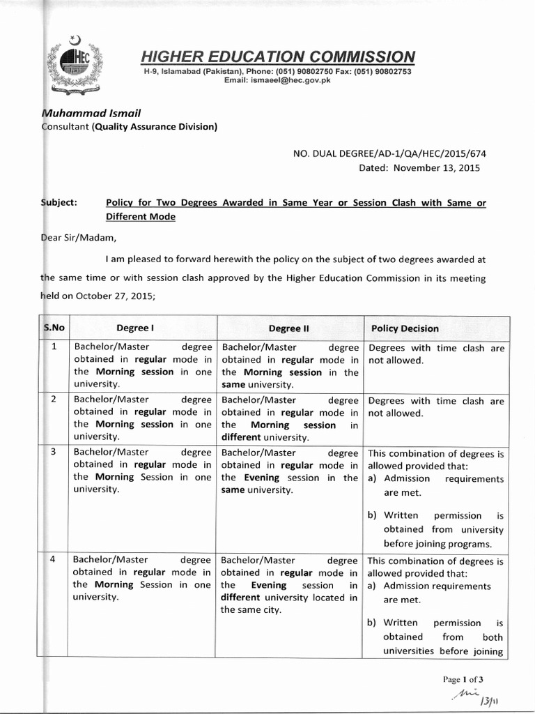 Policy for two degrees awarded pdf academic degree academia