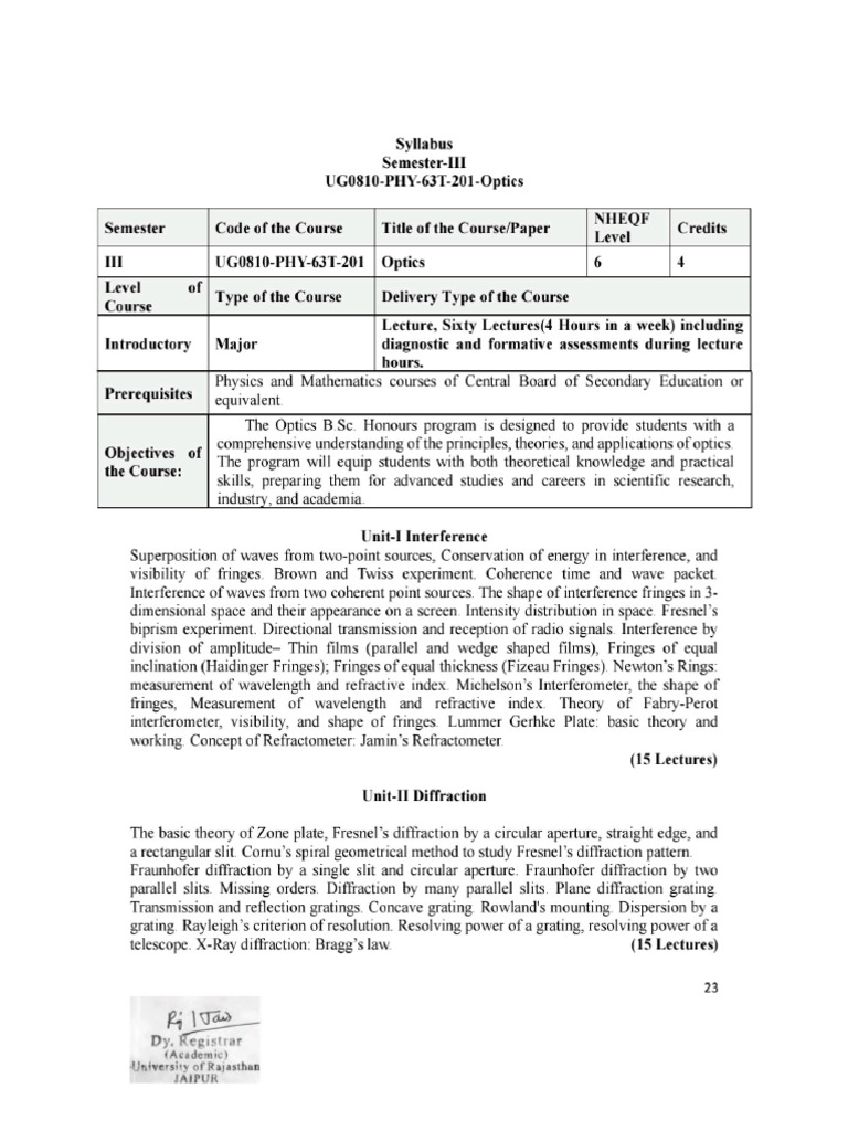 Ru bsc physics 2nd year syllabus pdf