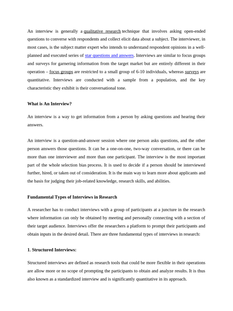 Types of Interviews in Research Explained | PDF | Validity (Statistics ...