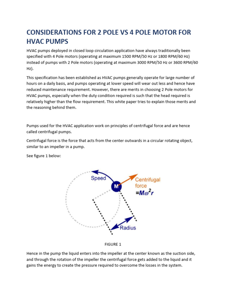2 Pole Vs 4 Pole Motor Pumps For HVAC Application | PDF