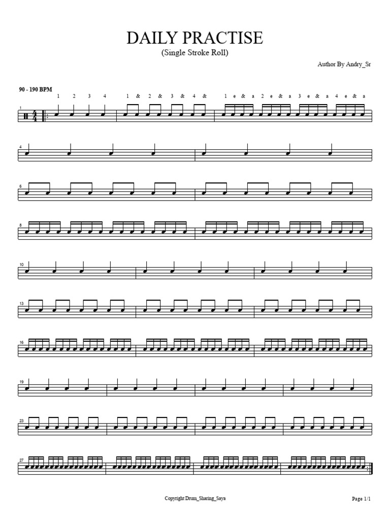Daily Practice - Single Stroke Roll-1 | PDF
