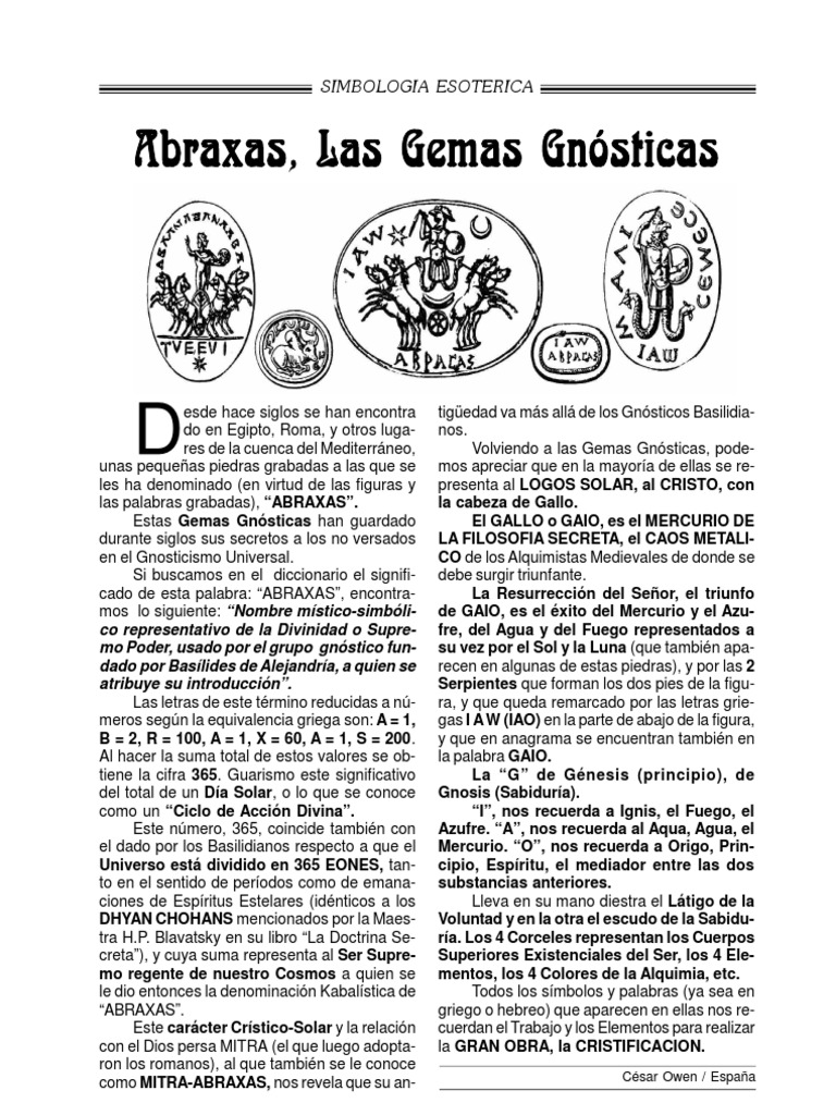 Abraxas Las Gemas Gnosticas | PDF | Alquimia | Dios, image size:768x1024