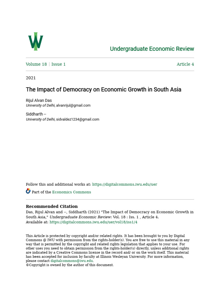 The Impact of Democracy On Economic Growth in South Asia | PDF ...
