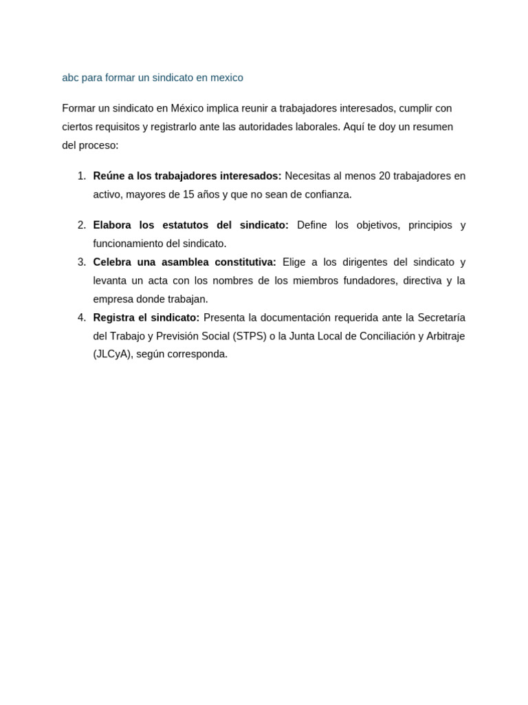 ABC Para Formar Un Sindicato en Mexico | PDF