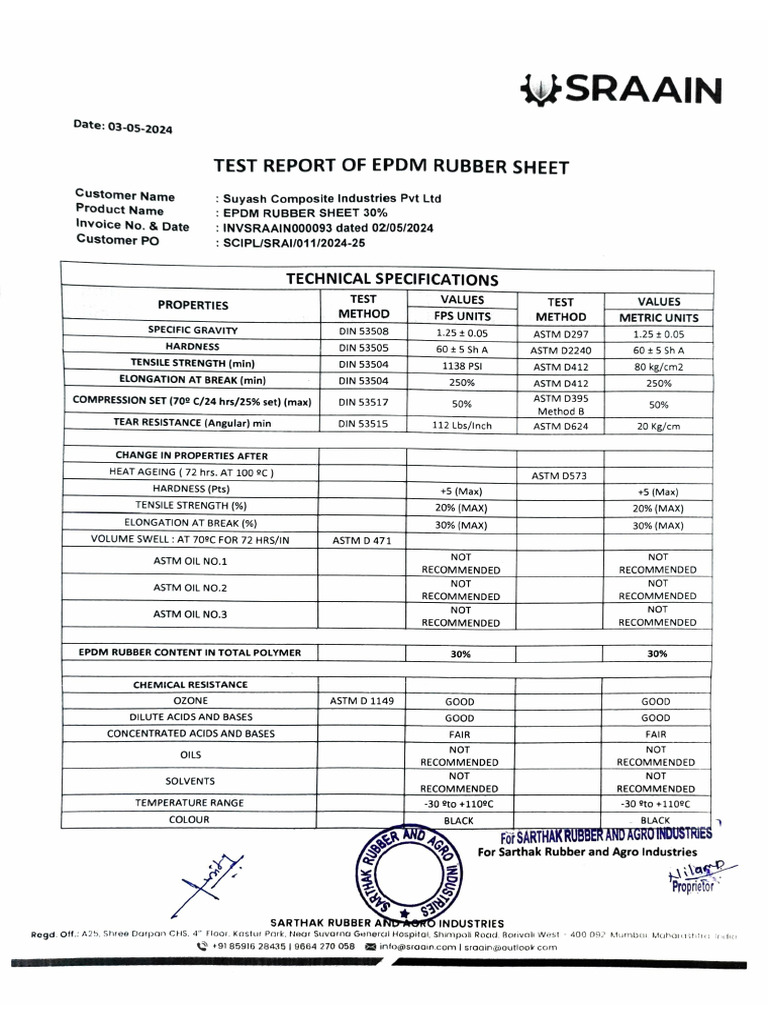 MTC - 5 MM EPDM Rubber Sheet | PDF