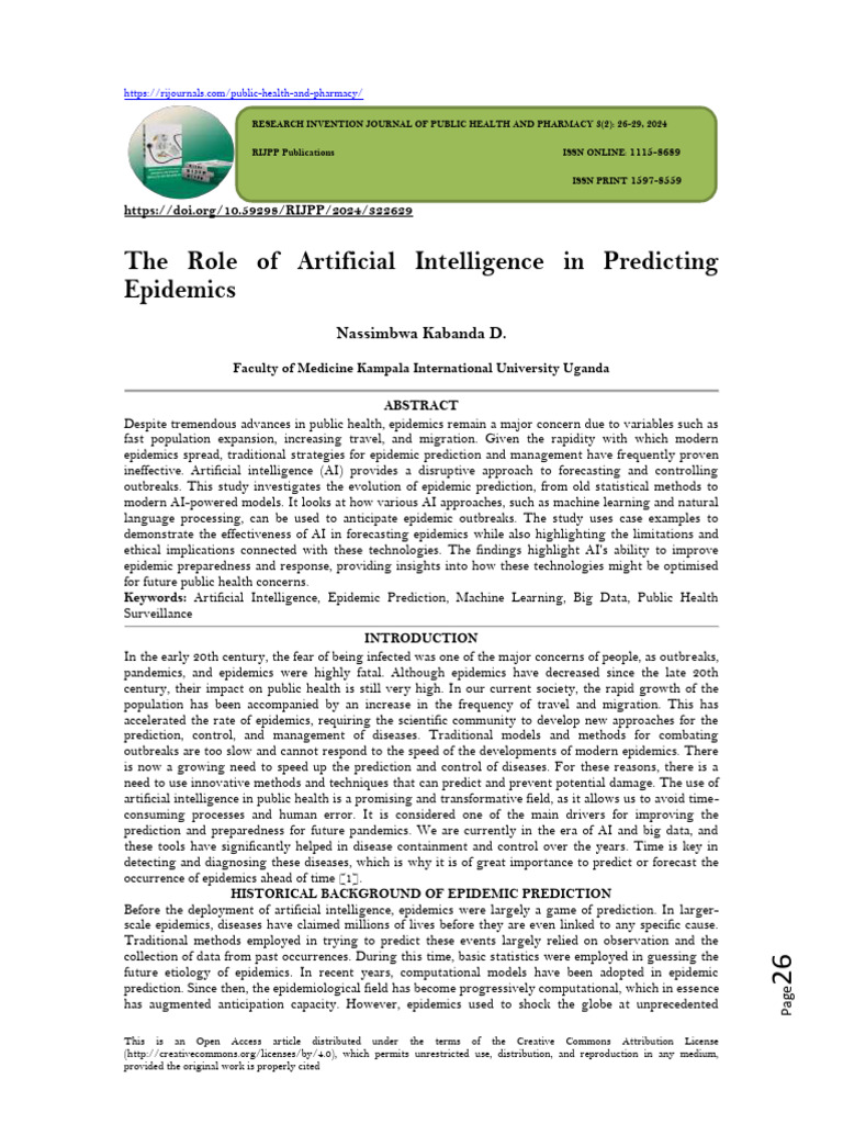 The Role of Artificial Intelligence in Predicting Epidemics (WWW - Kiu ...