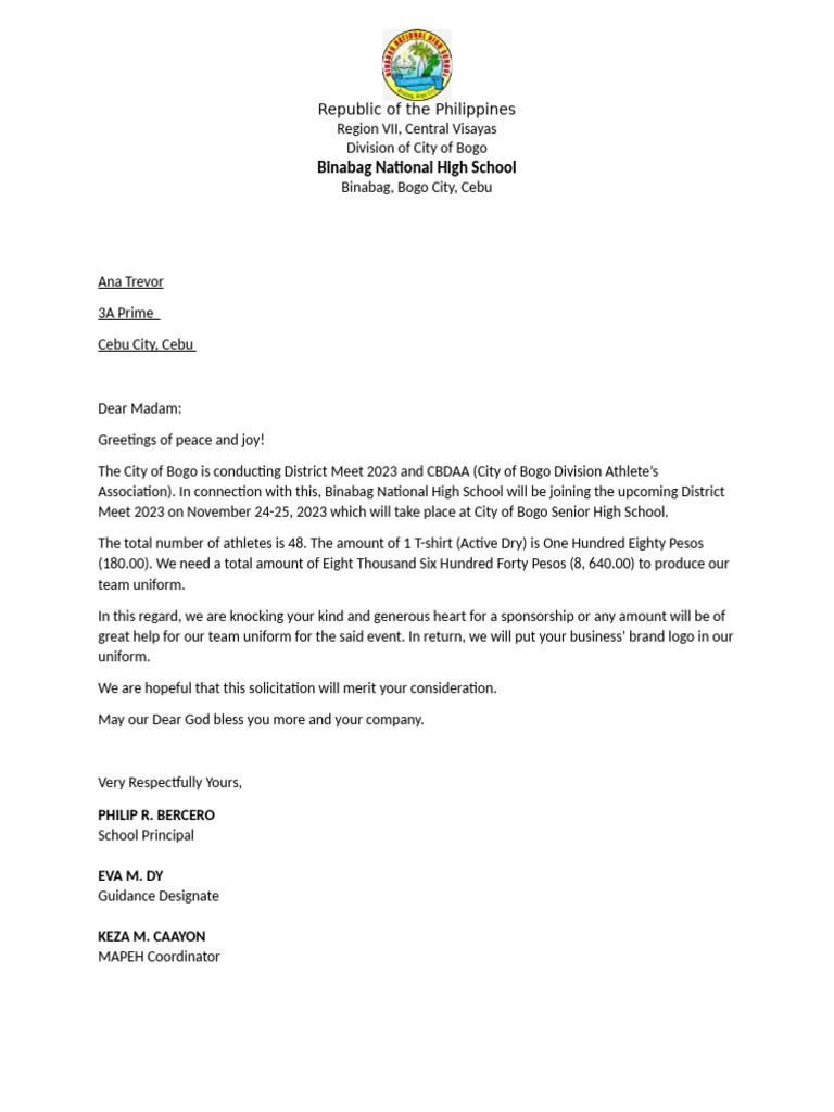 Solicitation Letter | PDF