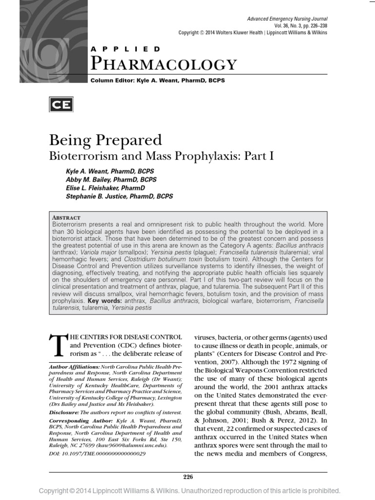 2014 BioTerrorism+part+1 | PDF | Anthrax | Science & Mathematics