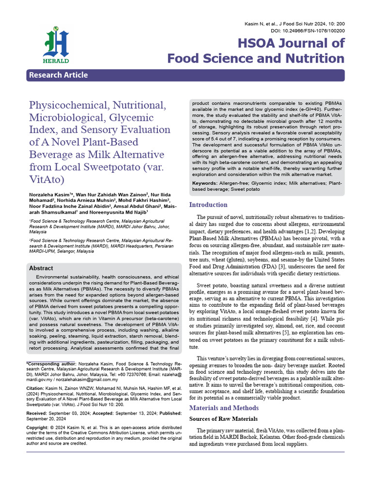 Physicochemical Nutritional Microbiological Glycemic Index and Sensory