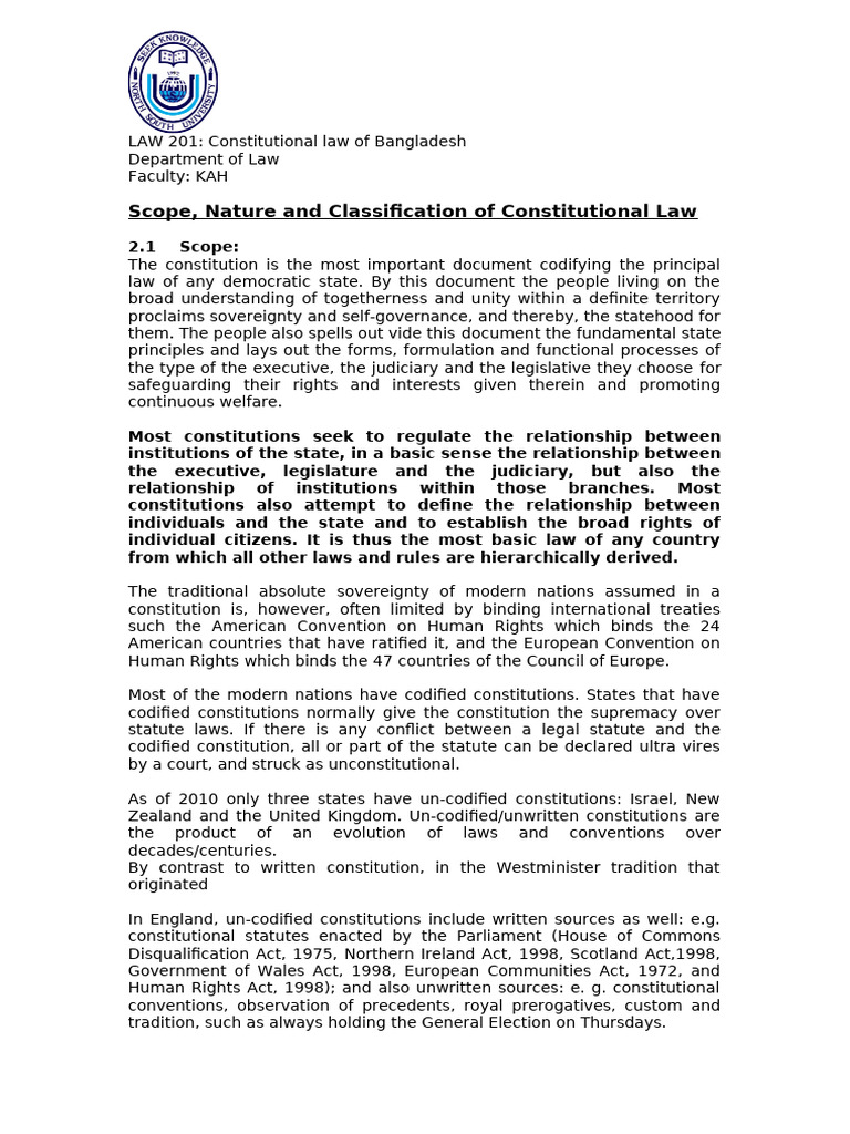 Lecture Notes - 2 - Constitutional Law | PDF
