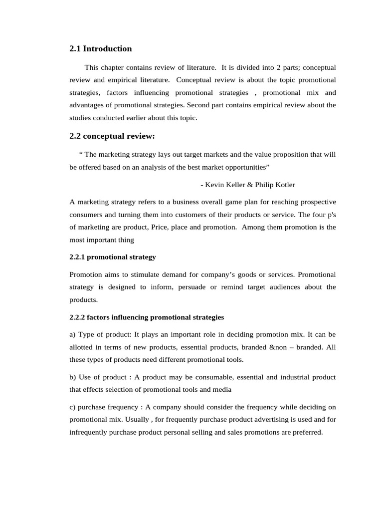 Review of Literature Chapter 2 | PDF | Marketing | Career & Growth