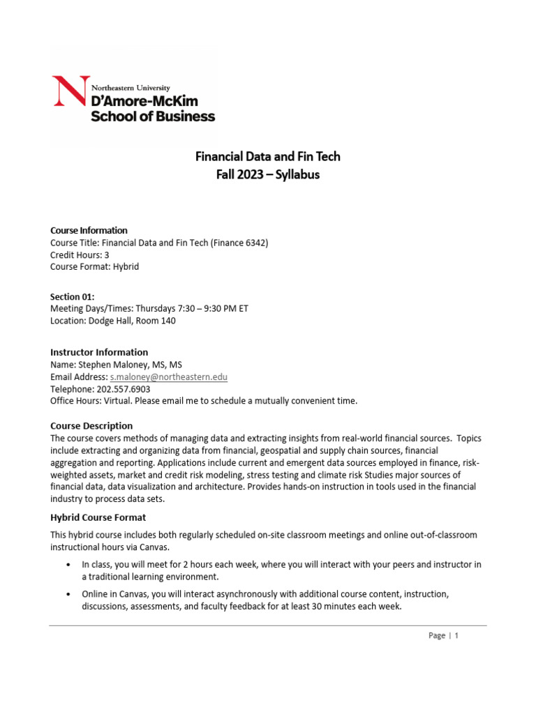 Finance 6342 Financial Data and Fin Tech 20230906 | PDF