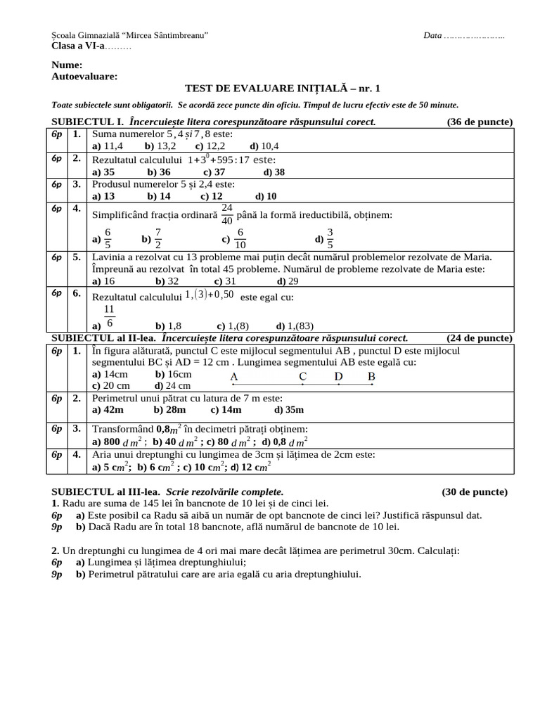 Test Initial 6 2425 | PDF