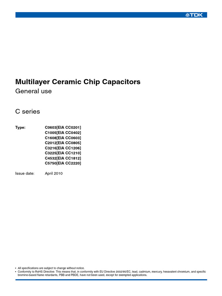 Multilayer Ceramic Chip Capacitors: General Use | PDF