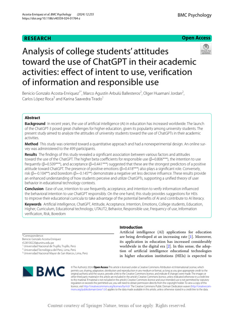 Analysis of College Students Attitudes Toward The | PDF