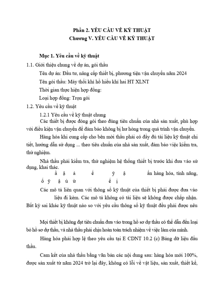 Chuong V - Yeu Cau Ky Thuat - May Thoi Khi | PDF