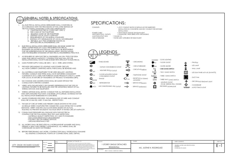 Electrical Specifications for Residential Outlet | PDF | Electrical ...