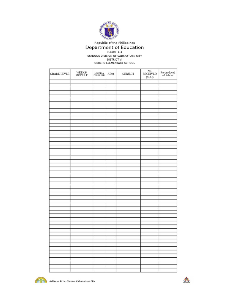 Module inventory pdf