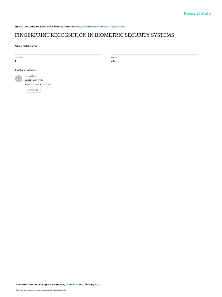 FIngerprint Recogn | PDF