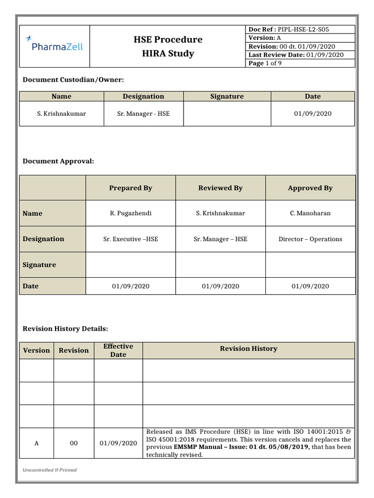 PIPL-HSE-L2-S05 - HIRA Study | PDF