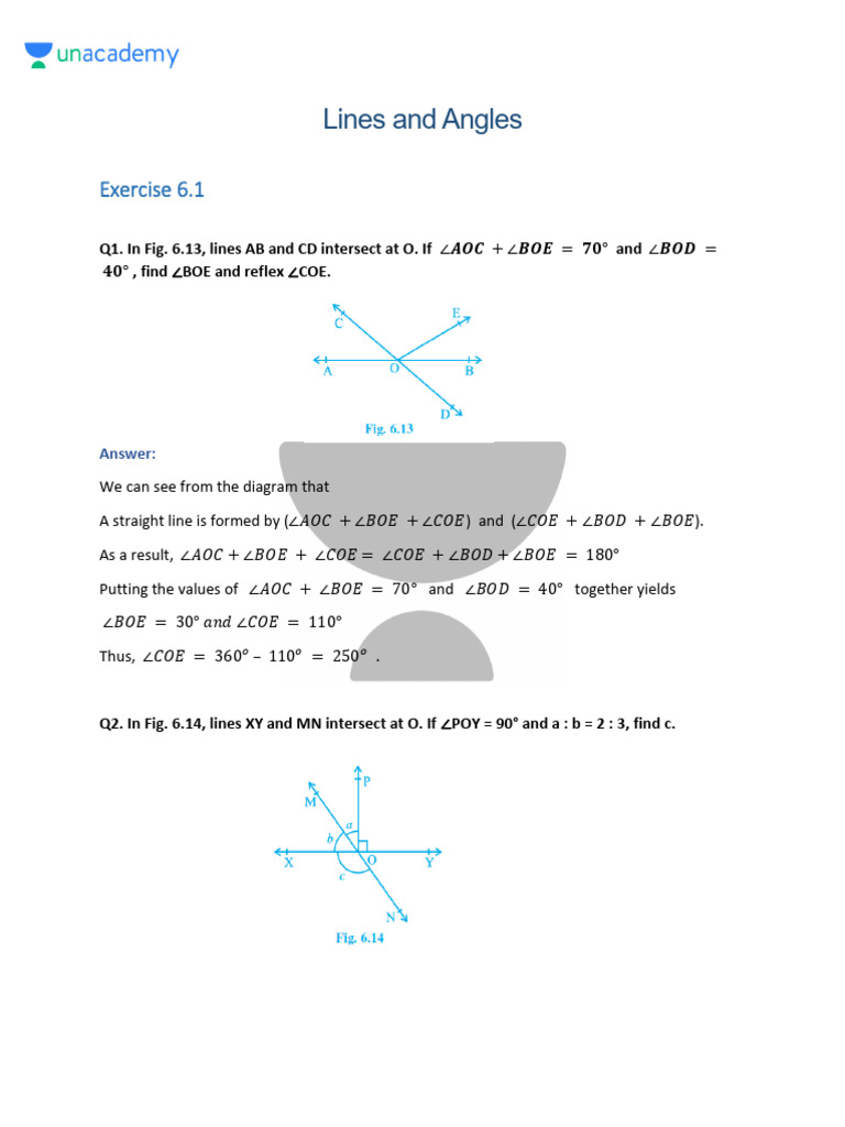 Class 9 Chapter 6 Lines and Angles 1 1 | PDF