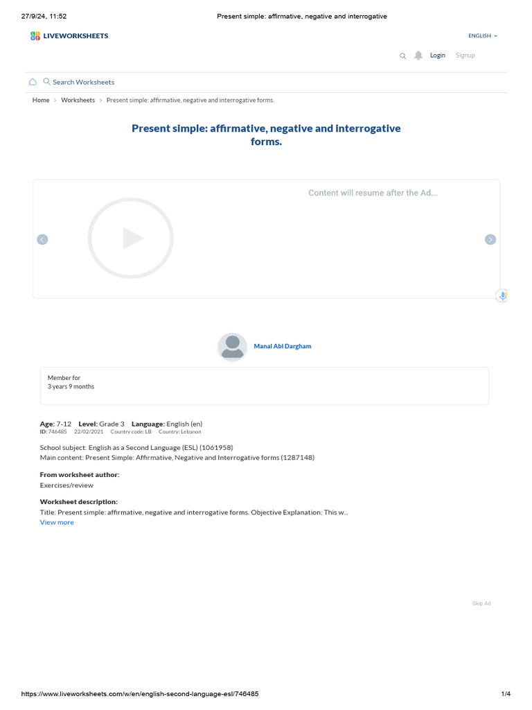 Present Simple - Affirmative, Negative and Interrogative | PDF