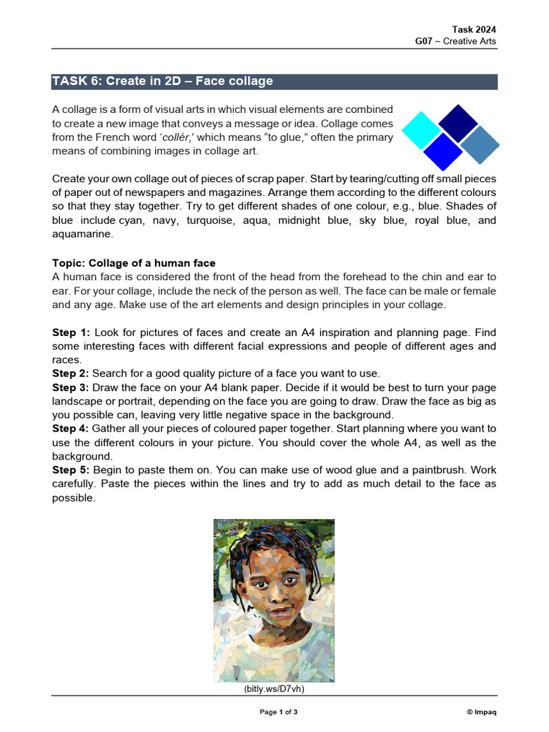 TASK 6: Create in 2D - Face Collage: Collér | PDF