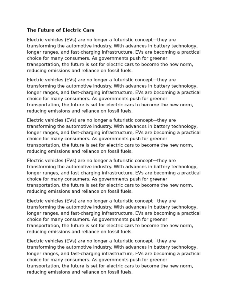 The Future Of Electric Cars Pdf