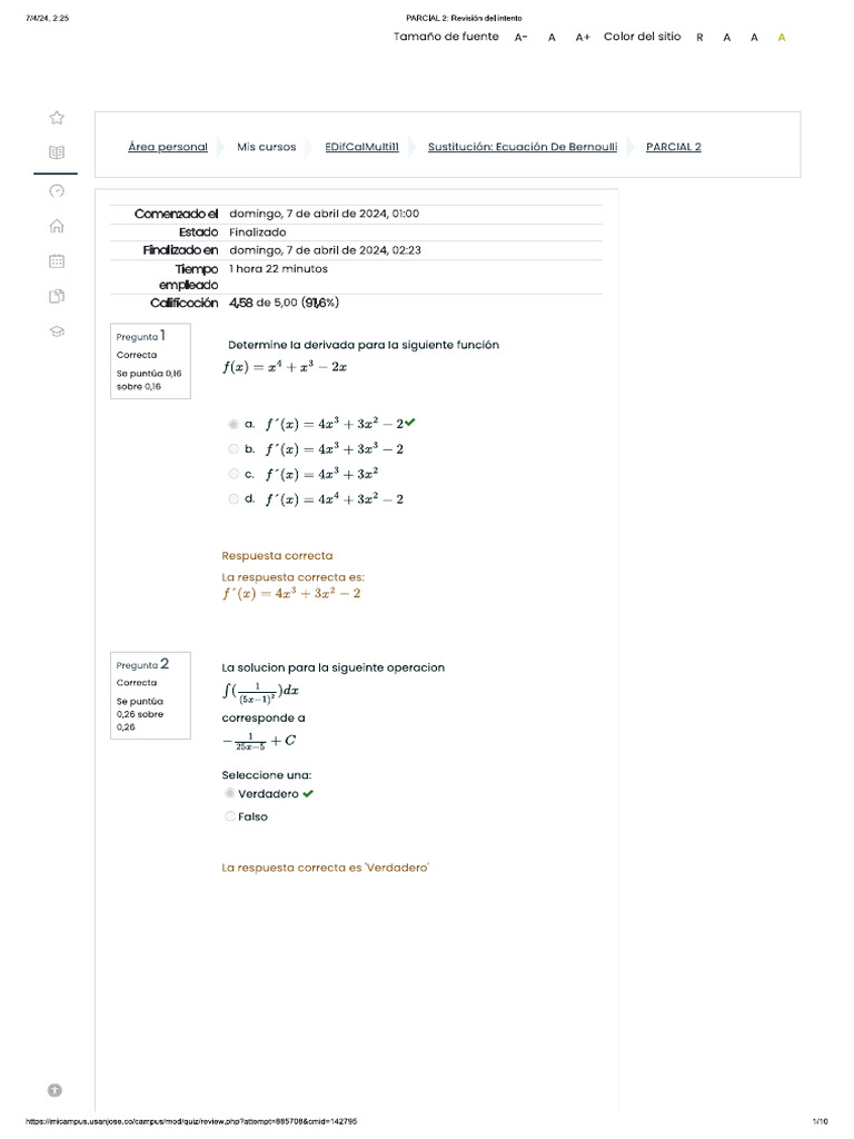 Parcial2 Int2 Ecua Dif CS 4 58 | PDF