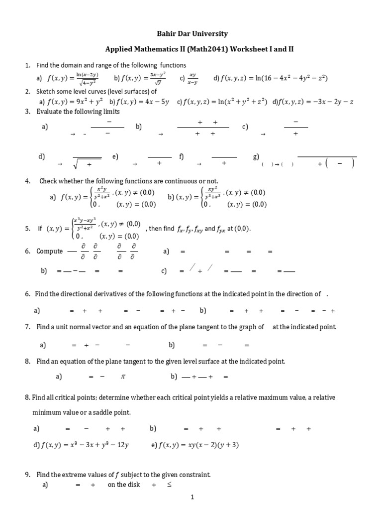 Applied Mathematics II Worksheet Solutions | PDF | Sphere | Teaching ...