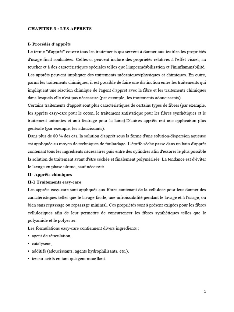 CHAP 3 Cours Apprêts | PDF